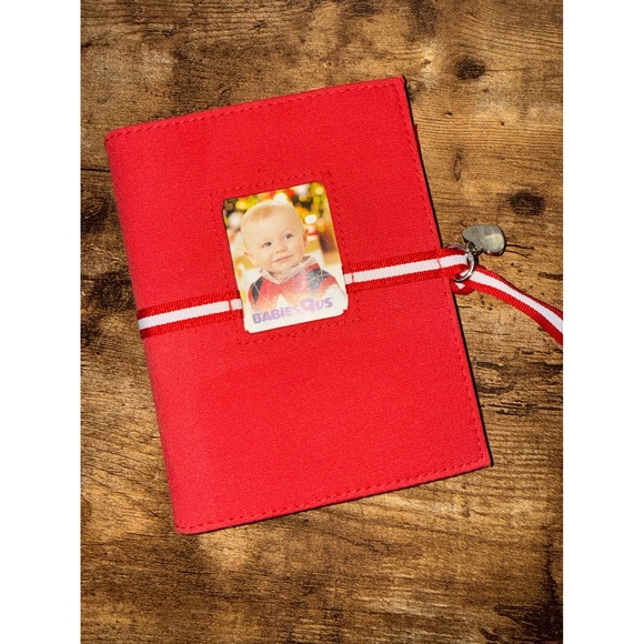 Babies R Us Other - Vintage Babies R Us Red Canvas Small Photo Album with Ribbon Tie and Heart Charm